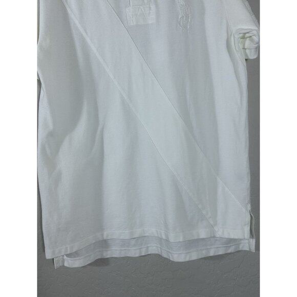 VTG Polo Ralph Lauren Big Logo #3 Rugby Polo Shirt Y2K Large All White Big Pony - Picture 3 of 10